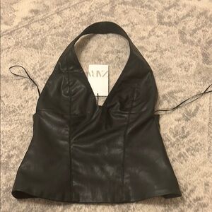 Zara Black Fitted Bustier Blouse